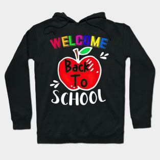 Welcome Back To School Red Apple Happy First Day Of School Hoodie